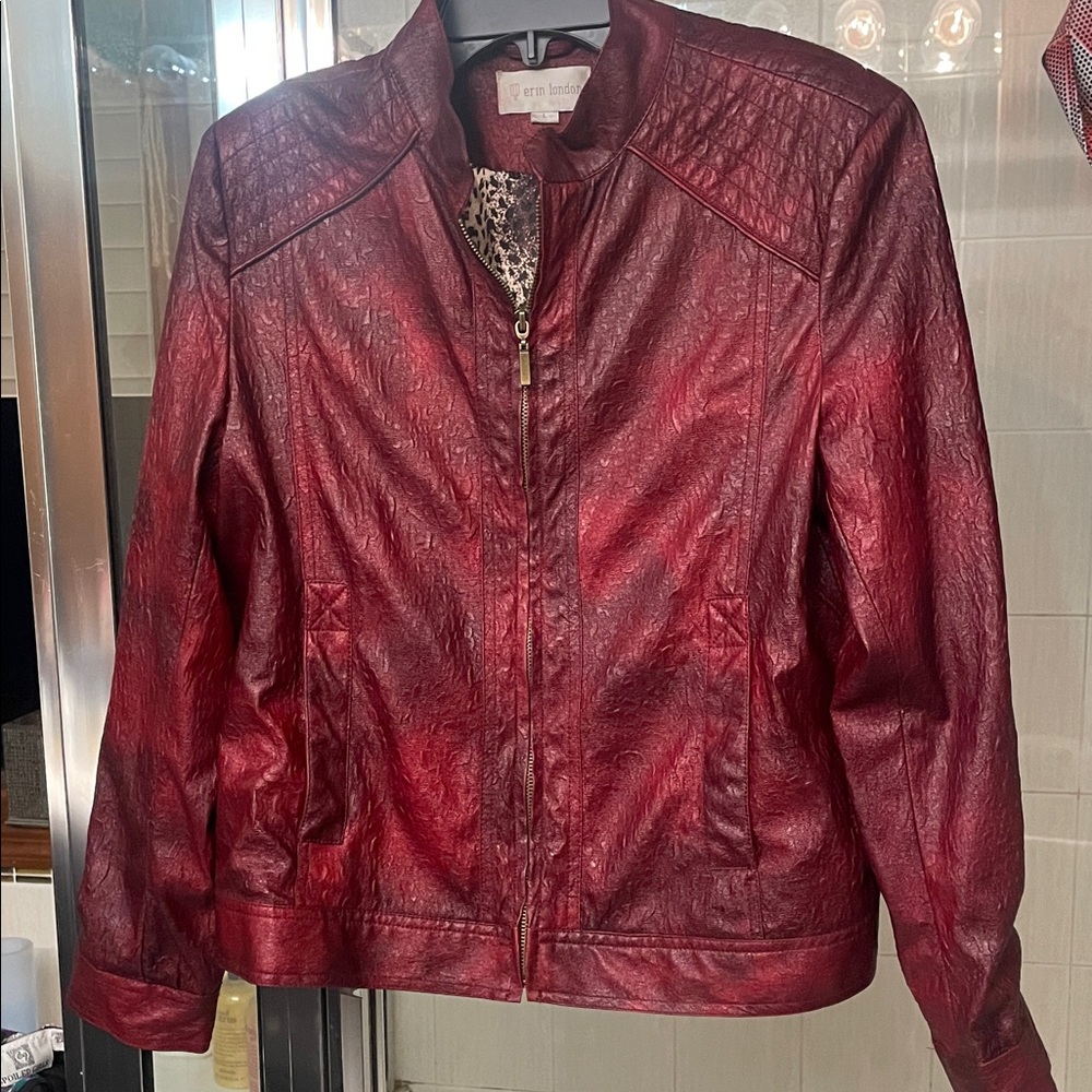 Erin London Rich Burgundy faux Leather Jacket